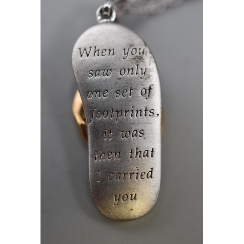 38 - Silver 925 Shoe Pendant with Poem. Poem Reads: 