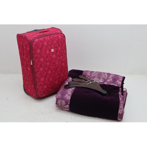 369 - Large Fabric and Velour Bedspread / Throw and a Tripp Suitcase