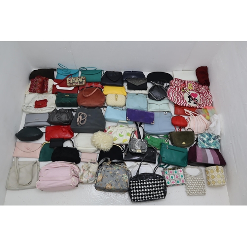 371 - Five boxes containing a large selection of both Vintage and Modern handbags