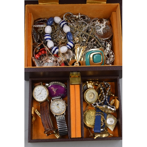 397 - Jewellery Box containing selection of unsorted Jewellery and Watches