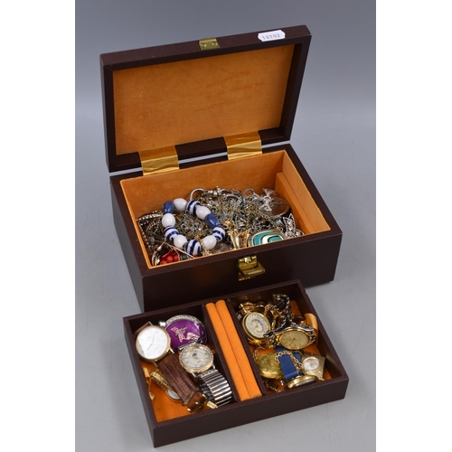 397 - Jewellery Box containing selection of unsorted Jewellery and Watches