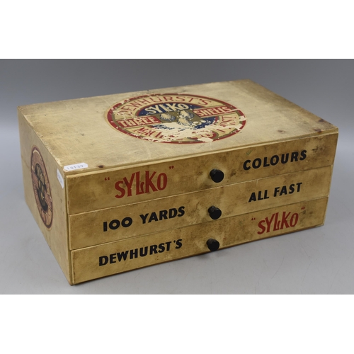 398 - Dewhurst's Sylko Cotton 3 Drawer Cabinet containing a large selection of Watch spares (14