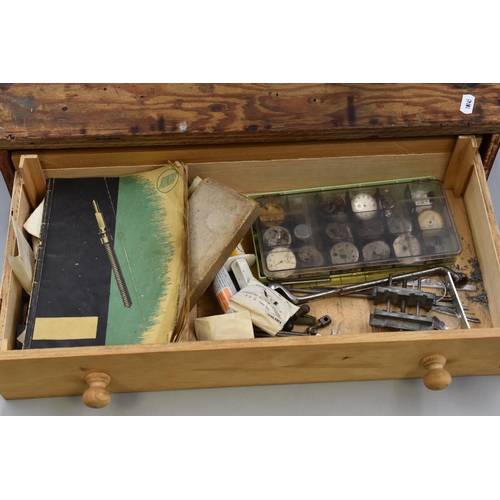 401 - Single Drawer Wooden Storage unit containing Watch Heads, Keys, Tools, Glasses and More