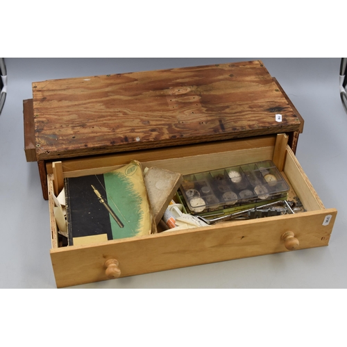 401 - Single Drawer Wooden Storage unit containing Watch Heads, Keys, Tools, Glasses and More