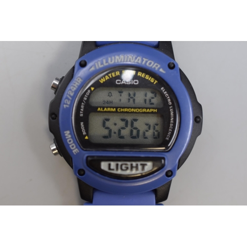 86 - Casio Illuminator Quartz Digital Watch with Rubberisede Strap (Working)