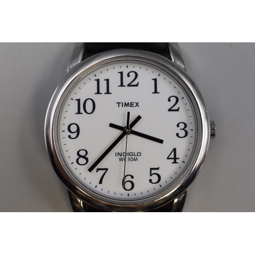 89 - Timex Indiglo  (WR30M) Quartz Watch with Leather Strap