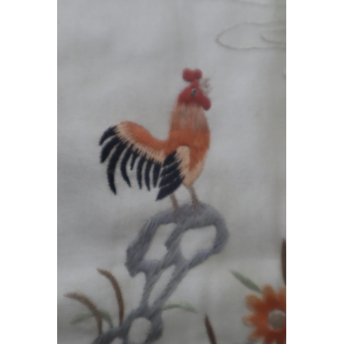 313 - Framed and Glazed Silkwork Depicting Cockerel Total Size approx 17