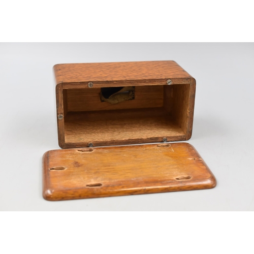 122 - Old Wooden Money / Collection Box Approx 7 Inches x 3.5 x 3.5