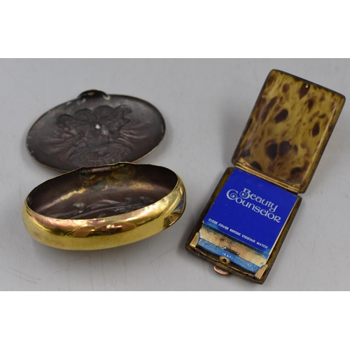 123 - Art Nouveau Style Molassine Snuff Box and a Faux Tortoise shell Match case