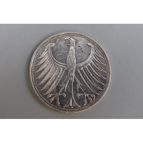 140 - A Silver 625. 1951 German 5 Mark Coin