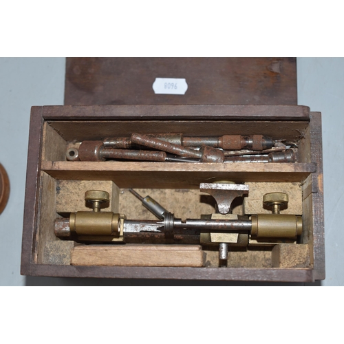 165 - Boxed Miniature Vintage Lathe and a Cylindrical Box of Tools ( Not related to lathe)