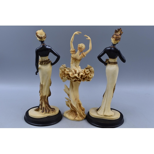 173 - Three Resin Figures, Two Depicts Early 20th Century 'High Society' Ladies, The Other Depicts Balleri... 