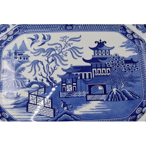 632 - Two Ceramic Platters to Include Burleigh Ware Willow Pattern, Rectangular Serving Plate, approx 16