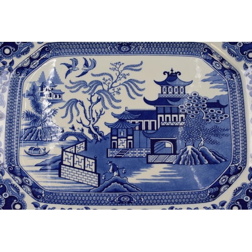 632 - Two Ceramic Platters to Include Burleigh Ware Willow Pattern, Rectangular Serving Plate, approx 16