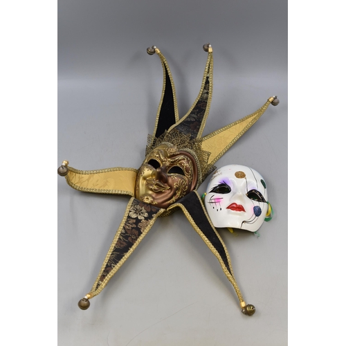 634 - Two Drama mask to include Ceramic Hand painted and Jester hand Decorated