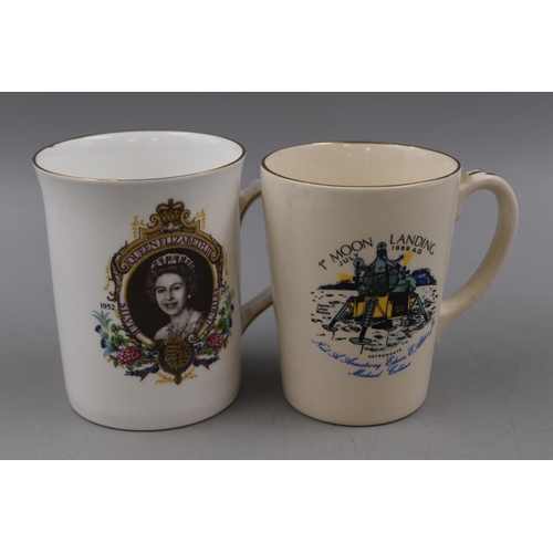 635 - A Selection of Ceramics To Include Boxed Royal Worcester Cake Plate 'Rosemary', Commemorative Mugs a... 