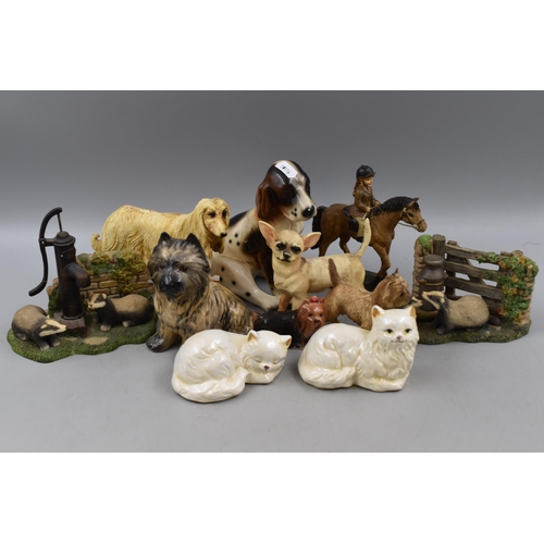 638 - A Selection of Animal Figures, Includes Sylvac Dog, Leonardo Collection Badgers and More.