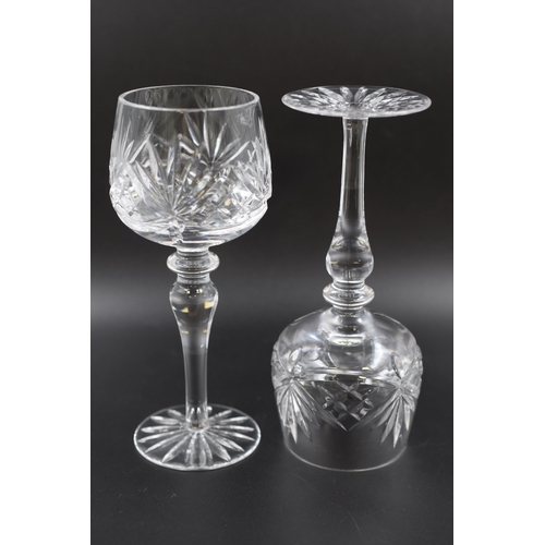 216A - Set of Six Crystal Cut Glass Wine Glasses