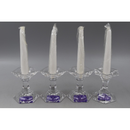 217 - Four Royal Doulton Finest Crystal Candlesticks with Candles and Original Boxes