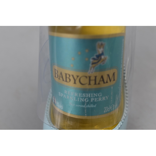 220 - Vintage Sealed Babycham Refreshing Sparkling Perry Stiletto Gift Set to include Four Glasses