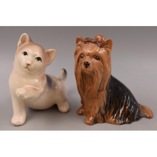 222 - Selection of 4 Porcelain Dog and Cat Figures including Sadler Yorkshire Terrier