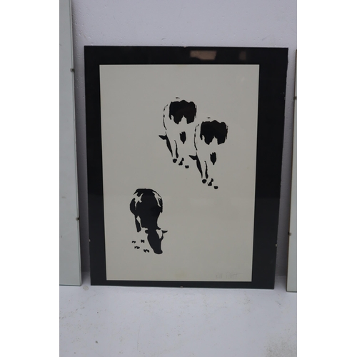 645 - A Selection of Three Prints Depicting Farm Animals, One Signed By Artist. Largest Approx 23.5