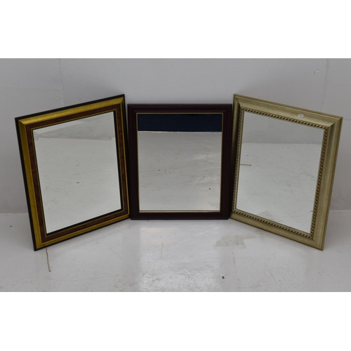 646 - Three Framed Mirrors, 1 With Bevelled Edge