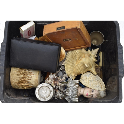 647 - Mixed Tub of House Clearance Stuff, Includes Large Shells, Coral, Ceramics, Jewellery and Other