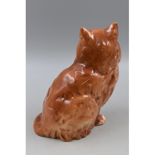 226 - A Beswick Brown and White Sitting Cat Figure, Approx 21cm Tall.