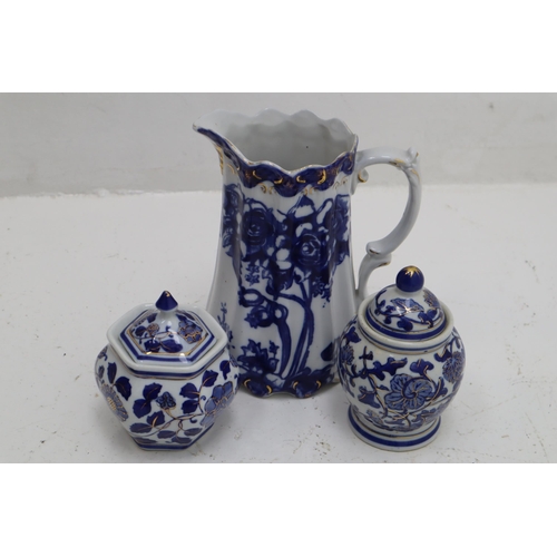 655 - A Selection of Blue and White Ceramics, Includes Wood & Sons, Burleigh, Oriental Vases, And More.