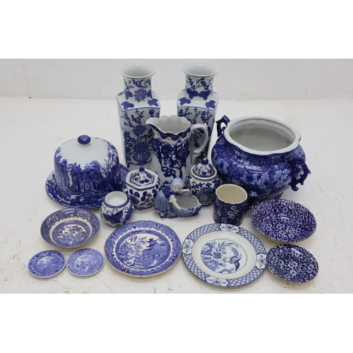 655 - A Selection of Blue and White Ceramics, Includes Wood & Sons, Burleigh, Oriental Vases, And More.