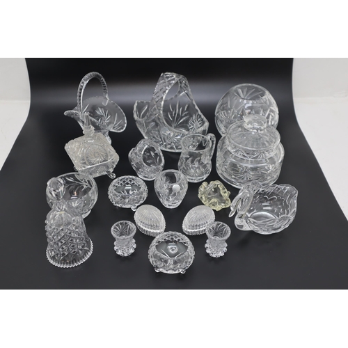 656 - Crate of House Clearance Glassware Includes Crystal Bowls and Post Basket