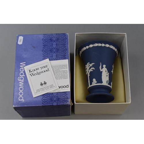 239 - Wedgwood Jasper Portland Blue vase with Original Box (15cm)