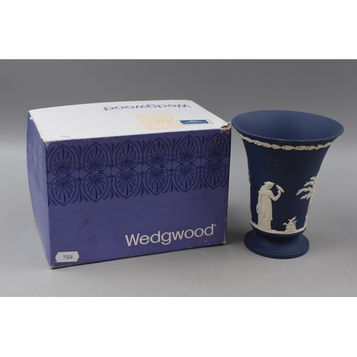 239 - Wedgwood Jasper Portland Blue vase with Original Box (15cm)