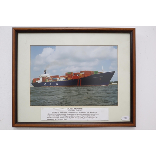 628 - Selection of 4 Photographs of Frieght Ships three in Framed and Glazed Mounts
