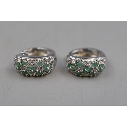 29 - Pair of Silver 925 Green Stoned Earrings in Presentation Box