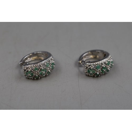 29 - Pair of Silver 925 Green Stoned Earrings in Presentation Box