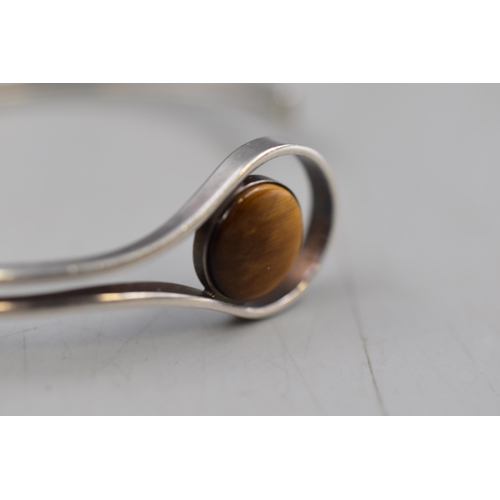 16 - Silver 925 Tigers Eye Bangle complete with Presentation Box