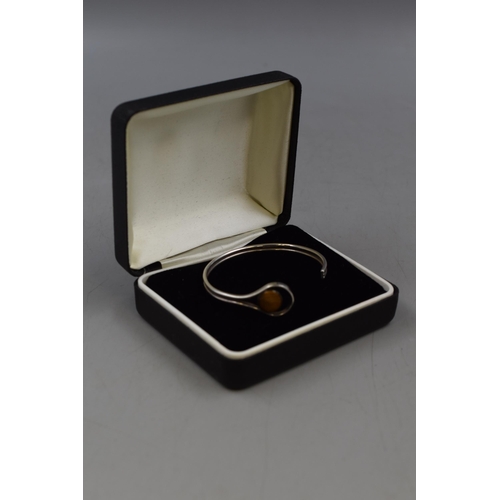 16 - Silver 925 Tigers Eye Bangle complete with Presentation Box