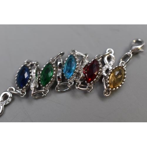 26 - Two New Silver 925 Bracelets to include Diamante and Multi-Coloured Stone Bracelet