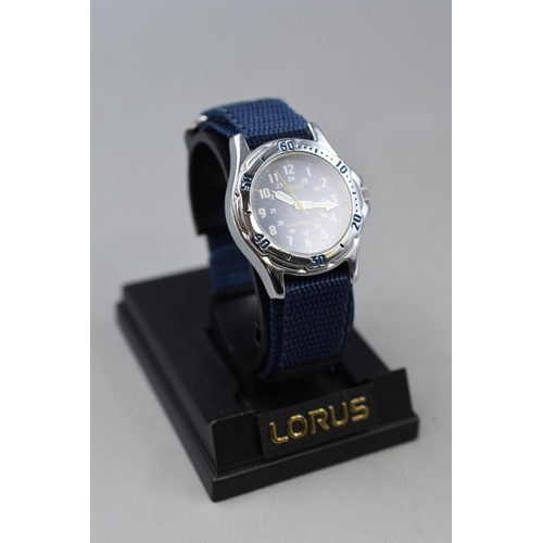 36 - Lorus Quartz Watch with Fabric Strap on Stand (Working)