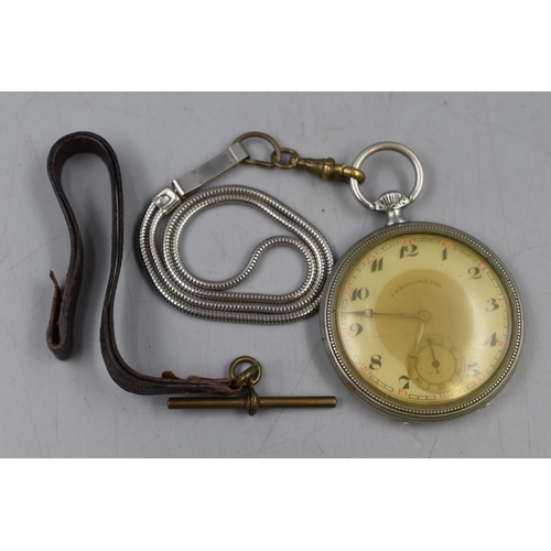 38 - Antique Open Face Chronometre Pocket Watch marked Plalinine with the numbers 40081 stamped in the ca... 