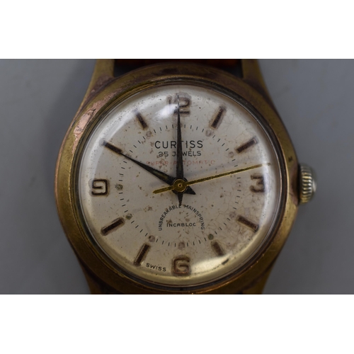 46 - Curtiss 25 Jewels Vintage Gents Watch with Leather Strap (Working)