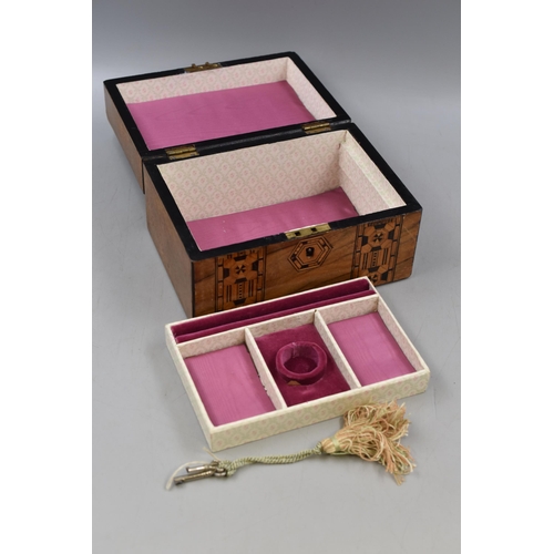 234 - Inlaid Wooden Jewellery Trinket Box with Velvet Inlay (a/f)