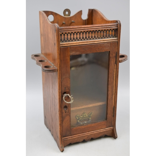 237 - Antique Oak Smokers Cabinet with Key and Drawer. Approx. Size 12” x 6” x 6” (a/f)