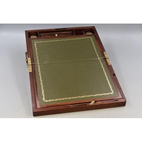 238 - A Vintage Leather Inlaid Writing Slope, With Keys, External Drawer and More. Approx 35.5cm x 24cm x ... 