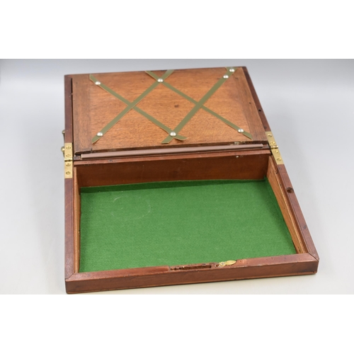 238 - A Vintage Leather Inlaid Writing Slope, With Keys, External Drawer and More. Approx 35.5cm x 24cm x ... 