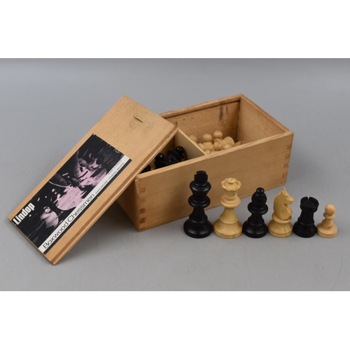 242 - Wooden Chess Board (24cm x 35cm) Chess pieces and Draughts Set