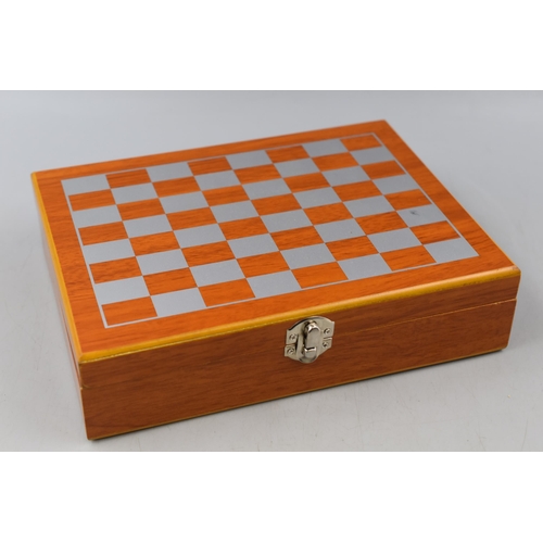 243 - New Combined Gift Box Containing Chess Set and Drinking Accessories.