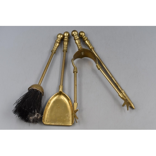 246 - A Brass Four Piece Fire Companion Set, Approx 16.5